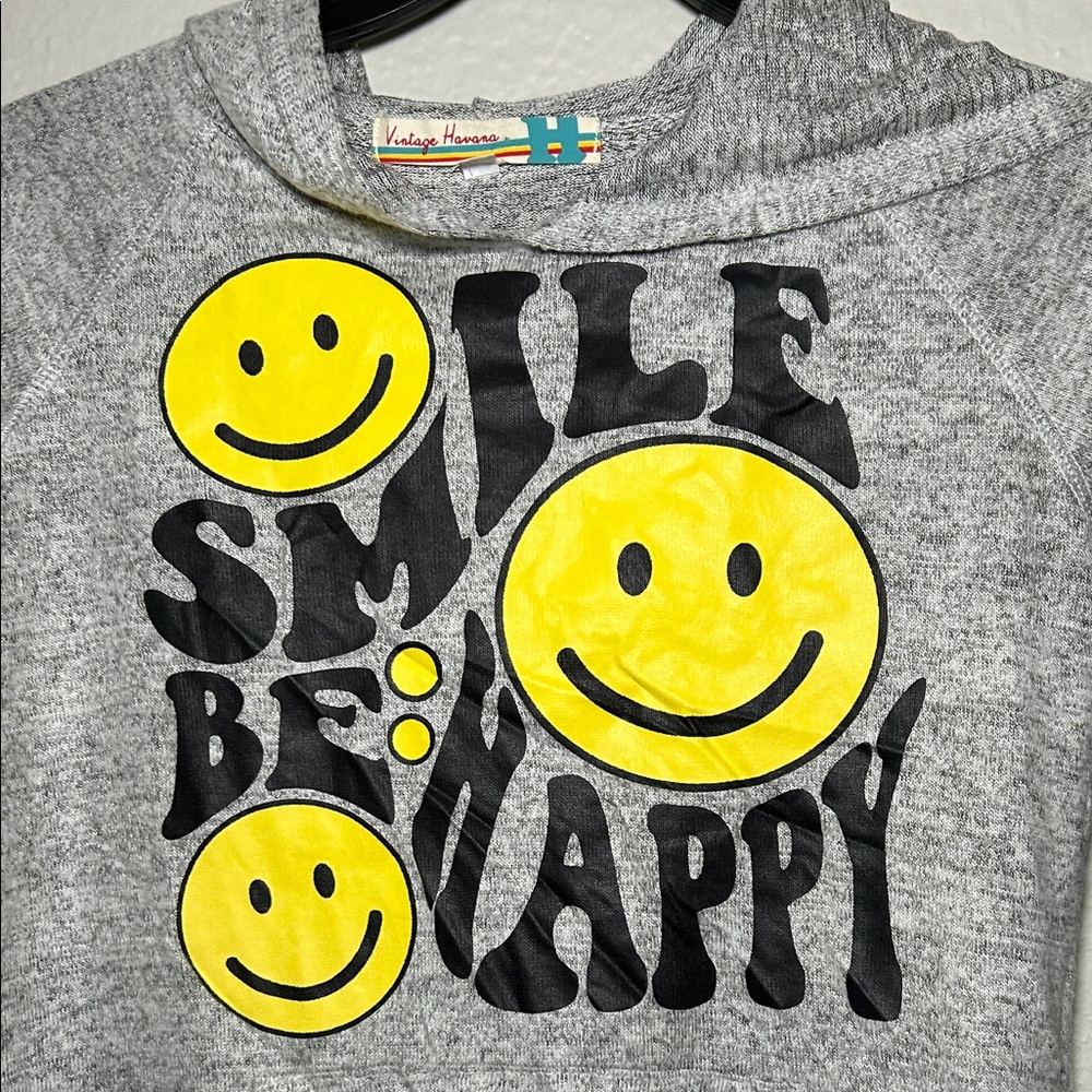 Vintage Havana Gray Hoodie with Yellow Smiley - Picture 3 of 8